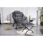 Fauteuil d'appoint individuel vert / bleu / gris avec pouf et repose-pieds