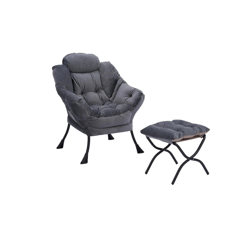 Fauteuil d'appoint individuel vert / bleu / gris avec pouf et repose-pieds