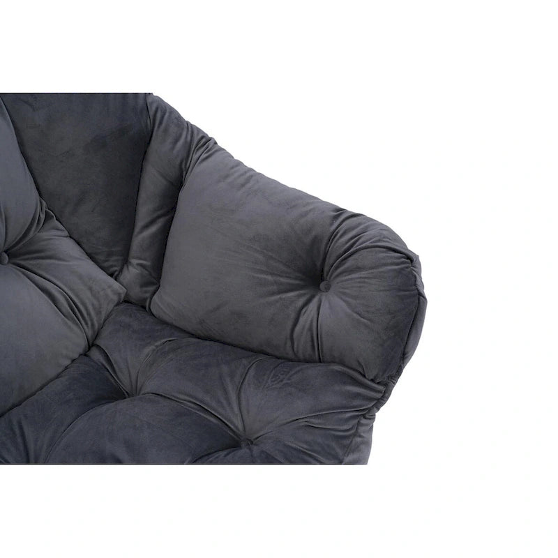 Fauteuil d'appoint individuel vert / bleu / gris avec pouf et repose-pieds