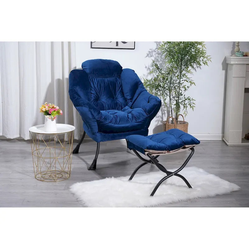 Fauteuil d'appoint individuel vert / bleu / gris avec pouf et repose-pieds