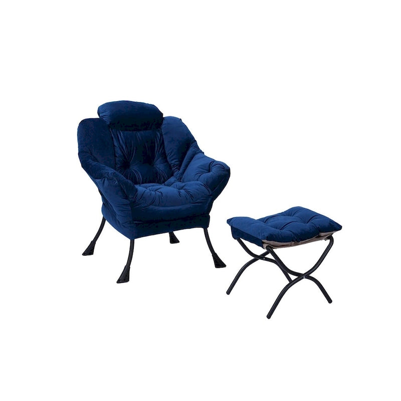 Fauteuil d'appoint individuel vert / bleu / gris avec pouf et repose-pieds