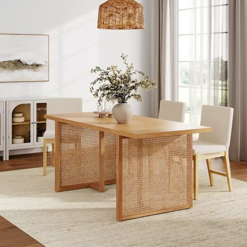 Table à manger 6 places Warm Pine Boho Rotin
