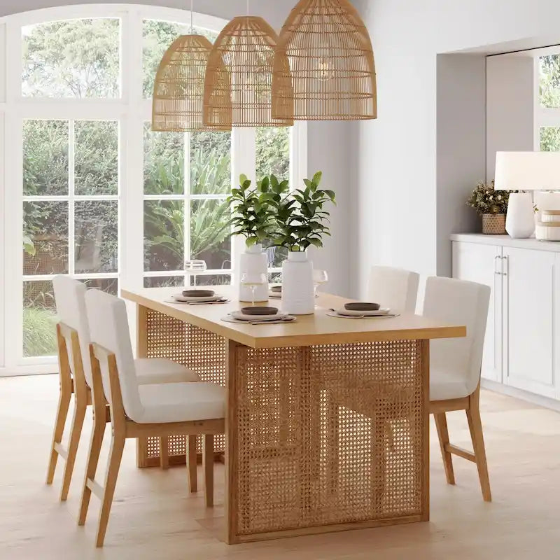 Table à manger 6 places Warm Pine Boho Rotin